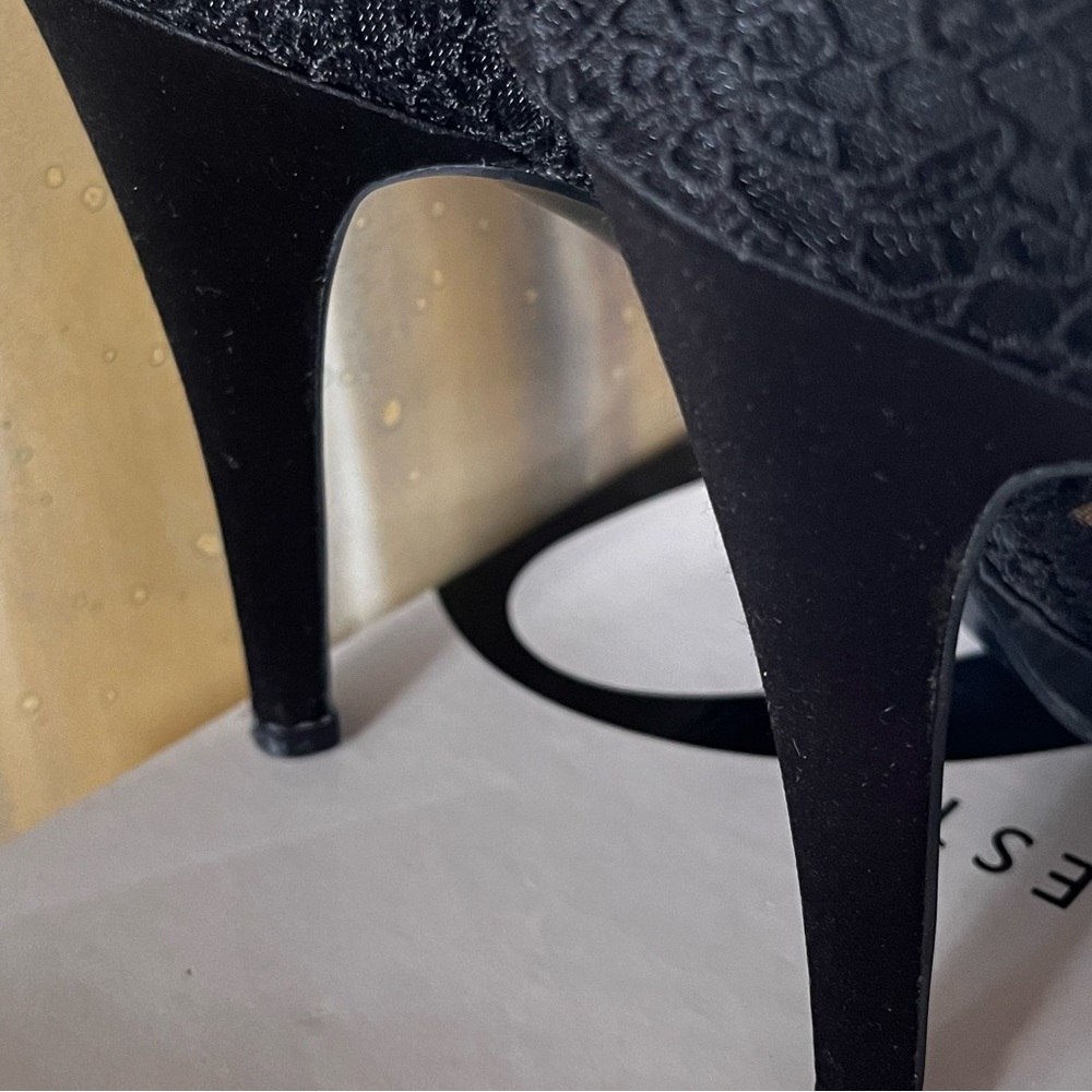 Nine West lace fabric black 4” heels shoes - Picture 5 of 10